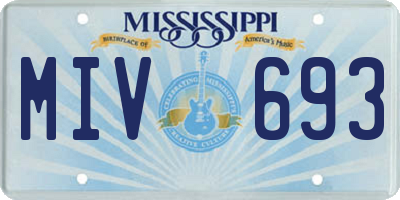 MS license plate MIV693