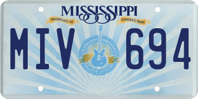 MS license plate MIV694