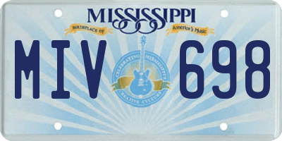MS license plate MIV698