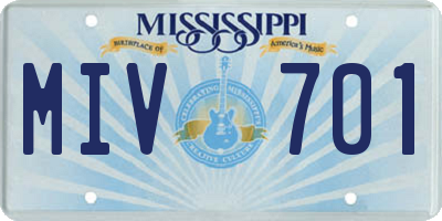 MS license plate MIV701