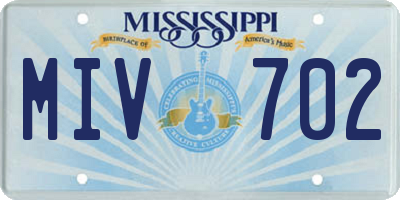 MS license plate MIV702