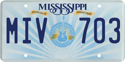 MS license plate MIV703