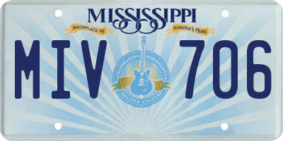 MS license plate MIV706