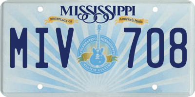 MS license plate MIV708