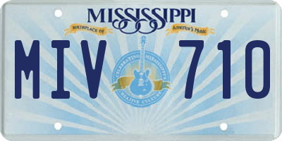 MS license plate MIV710