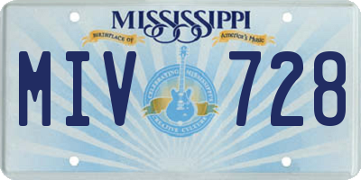 MS license plate MIV728