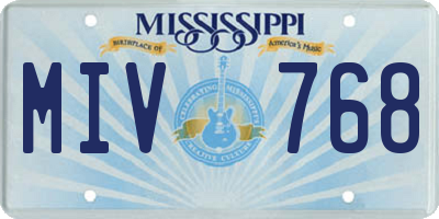 MS license plate MIV768
