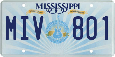 MS license plate MIV801