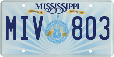 MS license plate MIV803