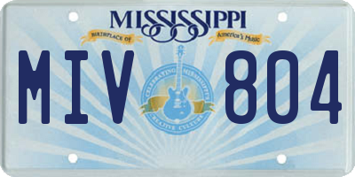 MS license plate MIV804