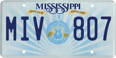 MS license plate MIV807