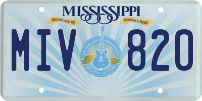 MS license plate MIV820