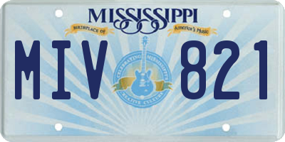 MS license plate MIV821