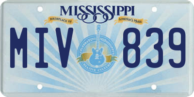 MS license plate MIV839