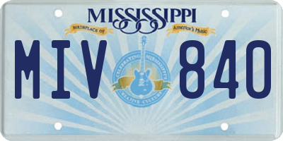 MS license plate MIV840