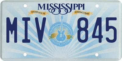 MS license plate MIV845