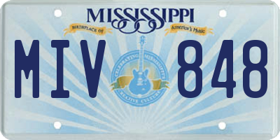MS license plate MIV848
