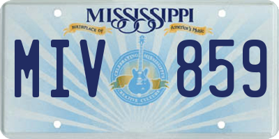 MS license plate MIV859