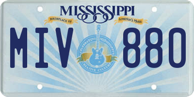 MS license plate MIV880