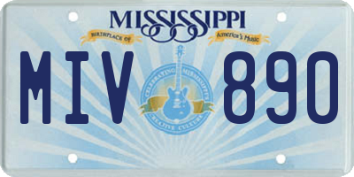 MS license plate MIV890