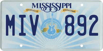 MS license plate MIV892
