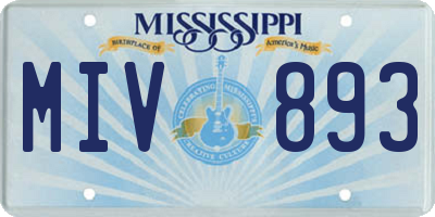 MS license plate MIV893
