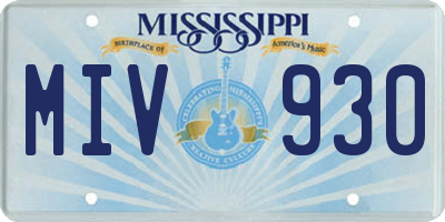 MS license plate MIV930