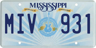 MS license plate MIV931