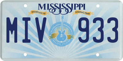 MS license plate MIV933