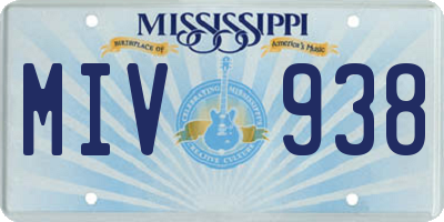 MS license plate MIV938