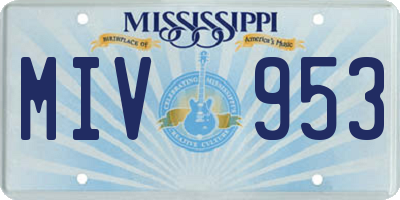 MS license plate MIV953