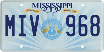 MS license plate MIV968