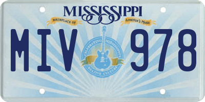 MS license plate MIV978