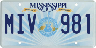 MS license plate MIV981