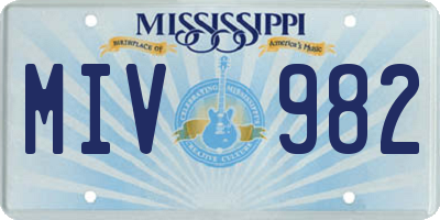 MS license plate MIV982