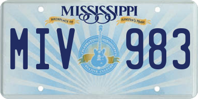 MS license plate MIV983