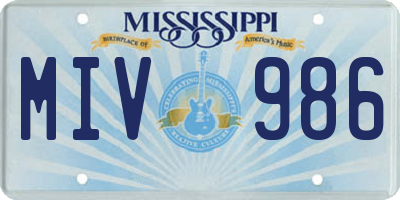 MS license plate MIV986