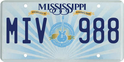 MS license plate MIV988