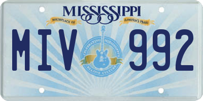 MS license plate MIV992