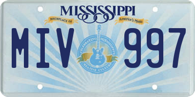 MS license plate MIV997