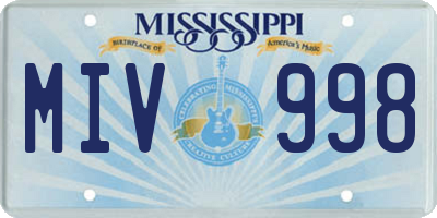 MS license plate MIV998