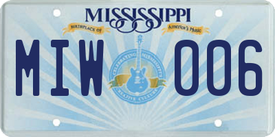 MS license plate MIW006