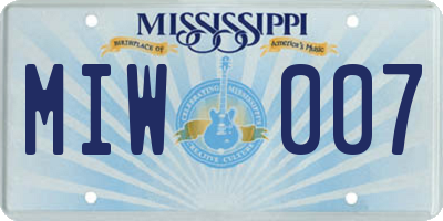 MS license plate MIW007
