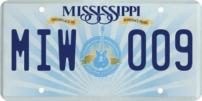 MS license plate MIW009