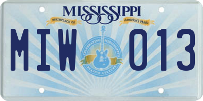 MS license plate MIW013