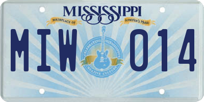 MS license plate MIW014
