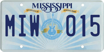 MS license plate MIW015