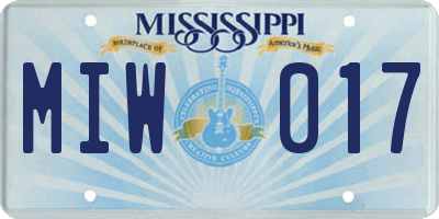 MS license plate MIW017
