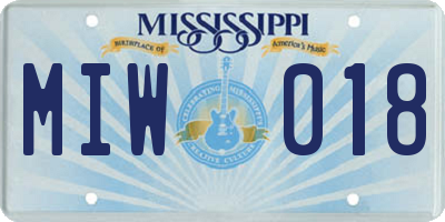 MS license plate MIW018