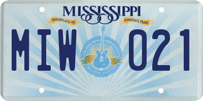 MS license plate MIW021